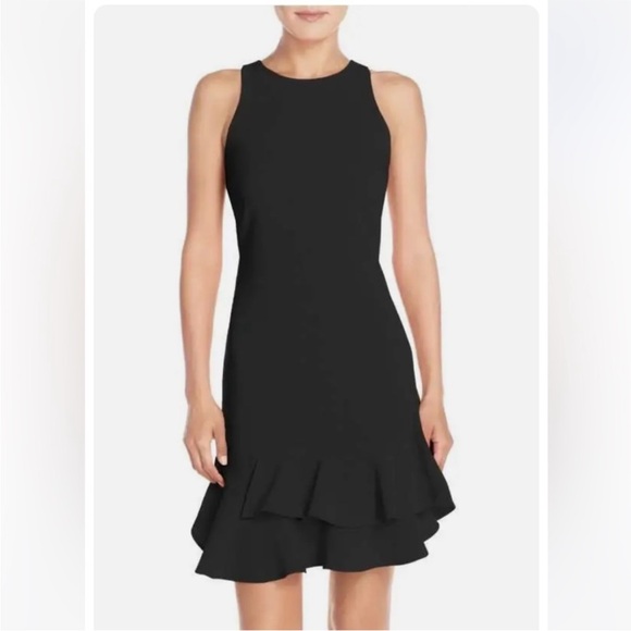 CHELSEA28 Black Mini Dress with Ruffles Size 12 - Picture 1 of 4